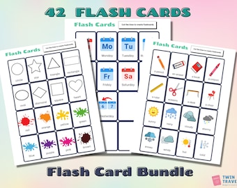 ESL Flash Card Bundle for School Supplies, Colors, Shapes, Weather, Days of the Week | ESL Classroom Props and Flashcards for kids | ESL