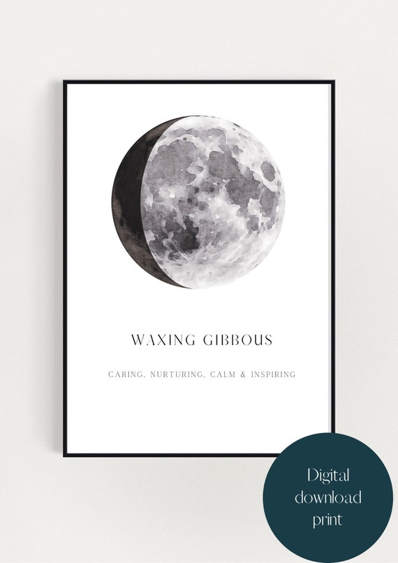 WAXING GIBBOUS MOON Print Personality Moon Phase Digital Etsy
