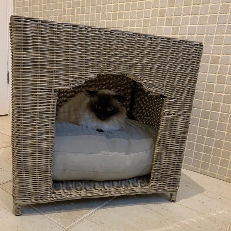 Pet House Hand Woven Rattan Wicker For Dogs And Cats Etsy