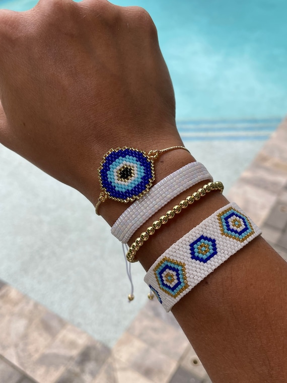 Turkish Evil Eye Bracelets Set Spiritual Jewellery Handmade Miyuki