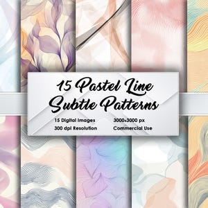 Pastel Lines – 15 Subtle Patterns 3000x3000 px, 300 DPI, Seamless Designs for Print, Wallpaper, DIY & Graphic Projects