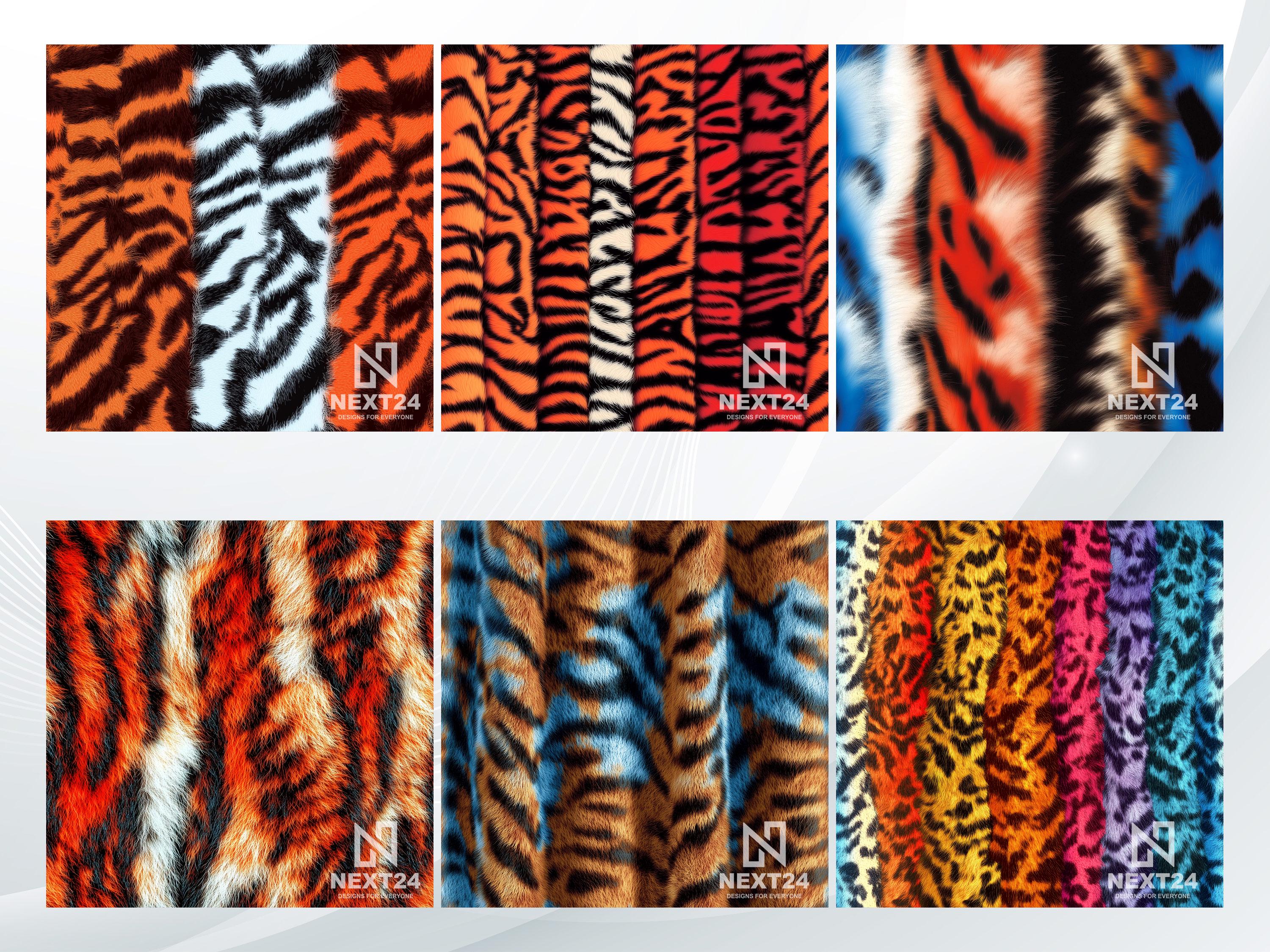 Gradient Pattern Fur 22 Colorful Tiger Fur – Seamless Patterns 3000x3000, Realistic Striped ...