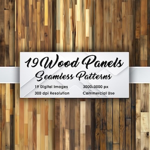 19 patrones de paneles de madera: texturas sin costuras de 3000 x 3000 px, superficies de madera realistas, texturas de madera, fondos de pantalla, impresión, álbumes de recortes y bricolaje