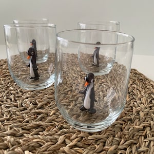 Handmade Pinguin Glas Becher schwarz Pingu Weihnachten Geschenk