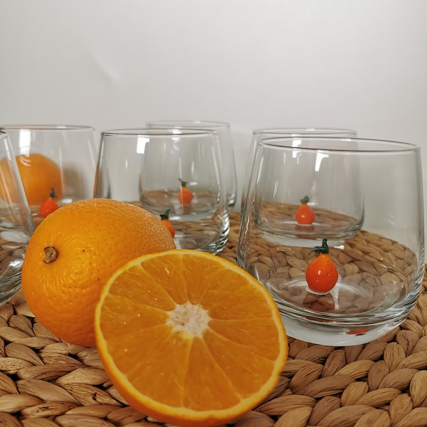 Handmade Orange Glas Becher