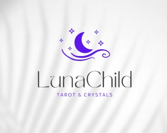 Moon Star Logo Template, Boho Magic Design (Canva)