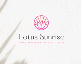 Diseño de logotipo de Lotus Yoga, plantilla editable de Canva (descarga instantánea)