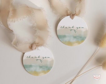 Round Thank You Cookie Tags - Instant Download - Printable Cookie Tag - Thank you watercolor