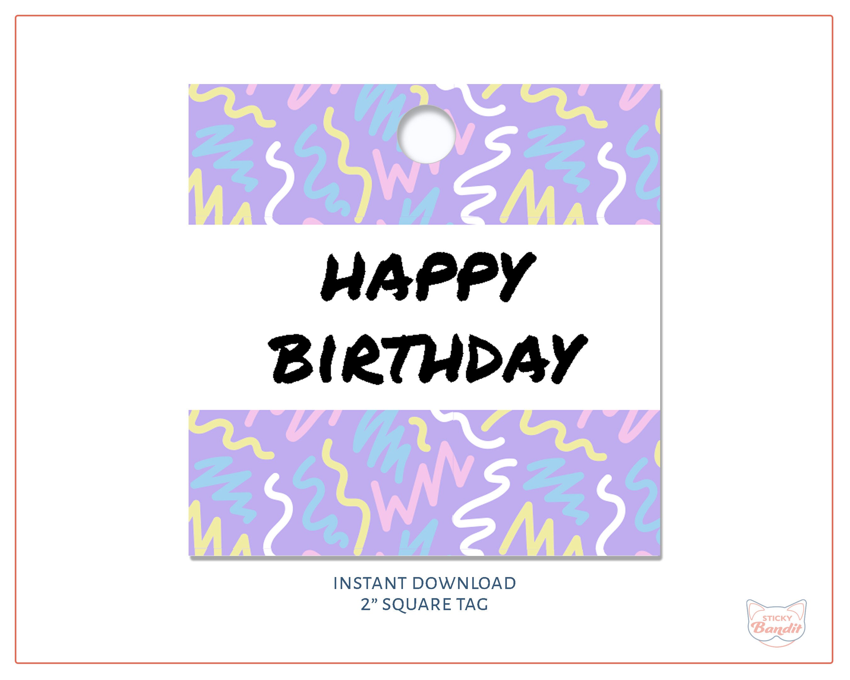 Square Birthday Gift Tags Printable Happy Birthday Cookie - Etsy