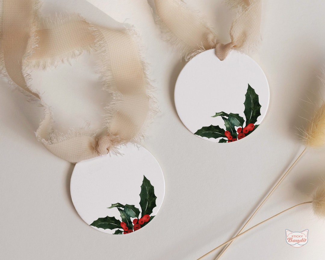 Round Christmas Gift Tag Printable Christmas Floral Cookie - Etsy