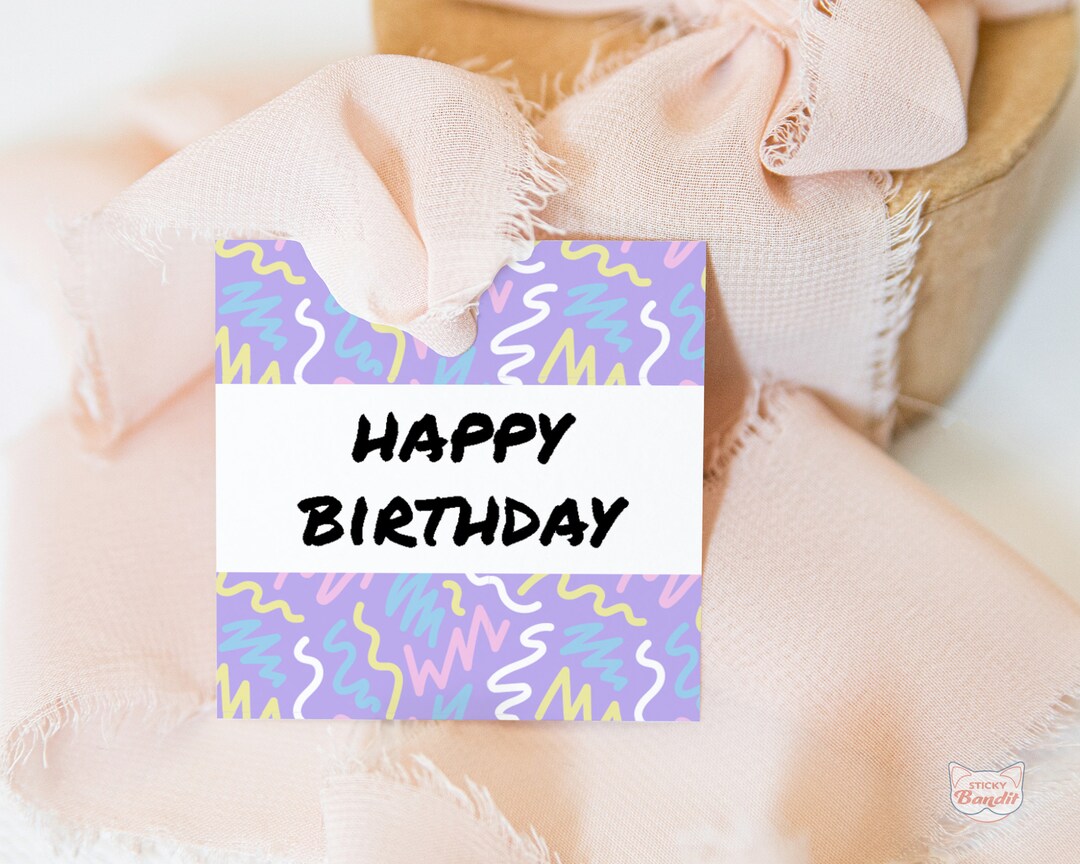 Square Birthday Gift Tags Printable Happy Birthday Cookie - Etsy