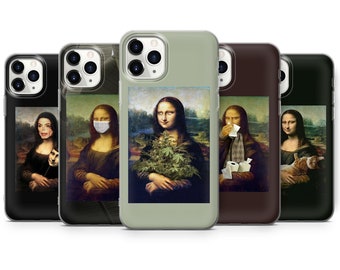Mona Lisa Meme Phone Case Art Meme Cover para iPhone 14, 13, 12, 11Pro, XR, XS, 8+, 7, Samsung S10, S20, S21, A40, A50, Huawei P20, P30 Lite