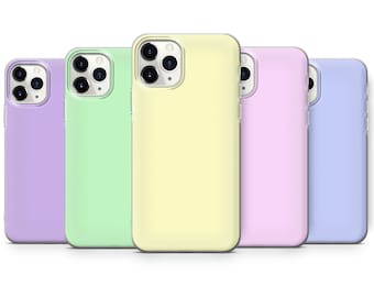 Funda de teléfono sencilla en tonos pastel para iPhone 16, 15, 13, 12 Pro, XR, XS, 8+, 7, Samsung S10, S20, A40, A50, Huawei P20, P30 Lite