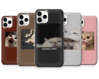 Funda de teléfono con diseño de gatos divertidos para amantes de los gatos para iPhone 16, 15, 14, 13 Pro, XR, XS, 8+, 7, Samsung S10, S20, A40, A50, Huawei P20, P30 Lite