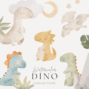 Clipart de dinosaurio de acuarela, clipart de bebé niño, dinosaurio bebé lindo, clipart png de guardería, cumpleaños de dinosaurio, clip art de dibujos animados de dinosaurio