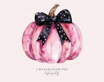 Rosa pumpa-kokett-rosett PNG, Retro Halloween, Spooky Mama PNG, Pumpa Girly, Akvarell Rosa Höstvibbar PNG
