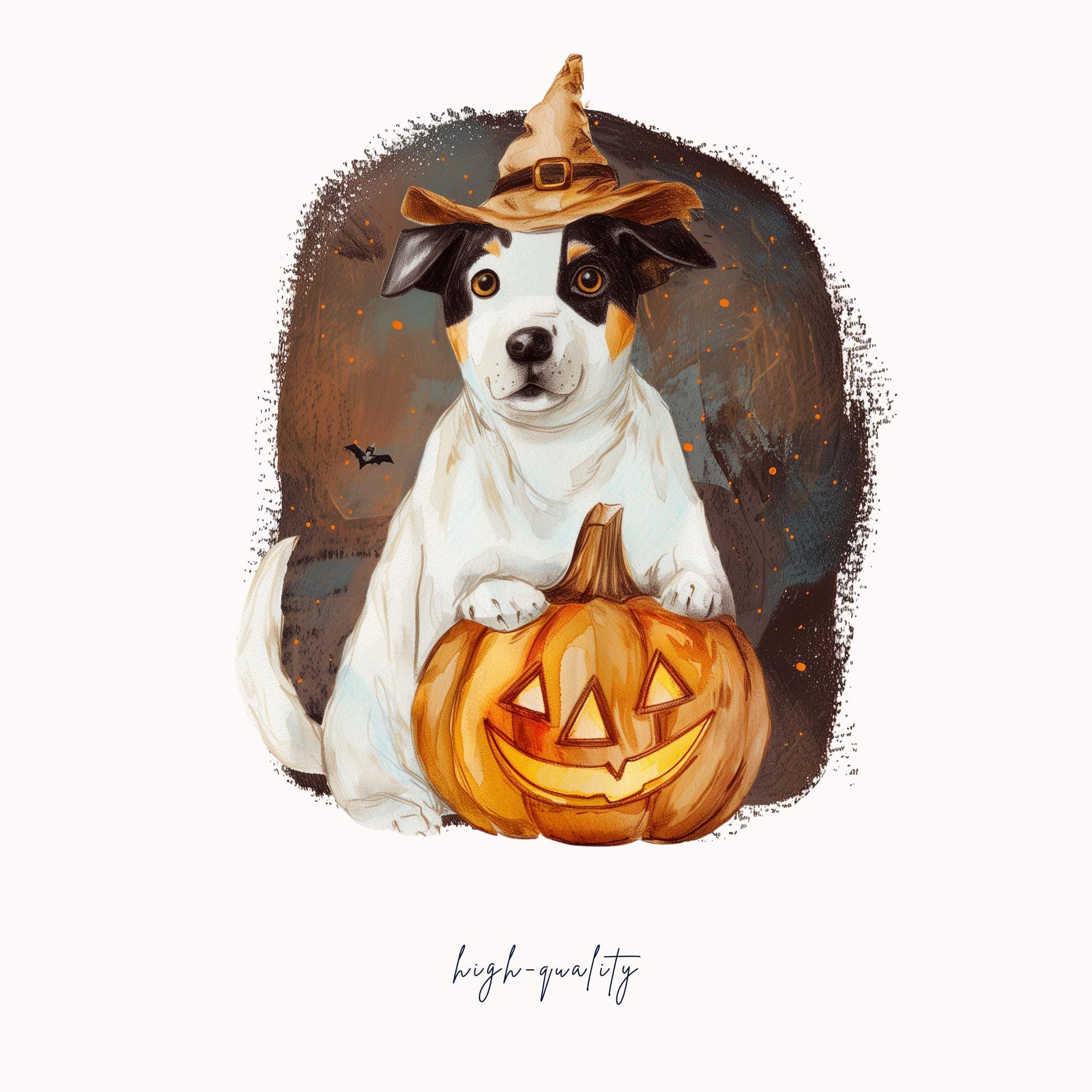Halloween Dog PNG Clipart Bundle, Cute Funny Dog in Ghost Costume With ...