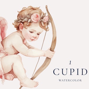 Aquarell Amor Engel Clipart, Ästhetischer Valentinstag Clipart, Baby Engel PNG, Süße Baby Aquarell Clipart, Sofort Download