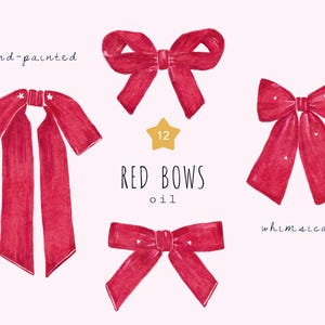 Rot Schleife Clipart Bundle, Festliche Handgezeichnete Schleife PNG, Urlaub Weihnachten Valentinstag Grafiken für Kunsthandwerk, Karten, Scrapbooking