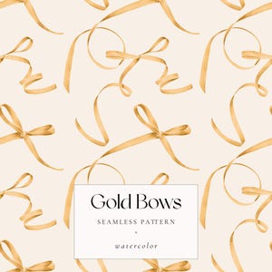 Patrón de acuarela sin costuras con lazos dorados, elegante diseño de lazo dorado para manualidades navideñas, Navidad, papel de regalo, invitaciones y proyectos de bricolaje