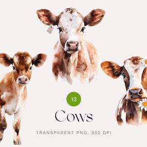 Clipart de vaca aquarela png, cara de vaca, clipart de fazenda, vaca floral, clipart de casa de fazenda, impressão de vaca marrom, uso comercial