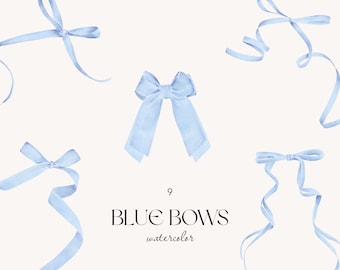Blue bow watercolor clipart, Blue ribbon png, Baby boy clipart, Wedding bow, Instant download, Commercial use