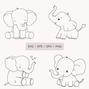 Słoniątko svg, Baby shower svg clipart, Słoniątko chłopczyk svg, Zarys svg pliki do cięcia dla Cricut, Słodkie zwierzę svg, Bezpłatne wykorzystanie komercyjne