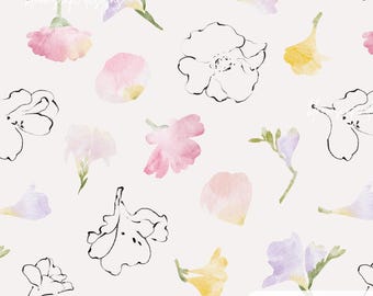 Modern Watercolor Floral Seamless Pattern, Feminine Summer Floral Pattern, Minimal Pastel Flowers, Scrapbook Paper, Fabric Wallpaper Design