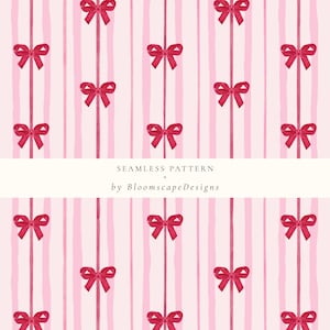 Patrón sin costuras de rayas de lazo rosa y rojo, papel digital para el día de San Valentín, diseño de amor en acuarela para álbumes de recortes, papel de regalo, manualidades de bricolaje