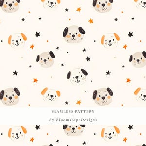 Cute Watercolor Dogs Seamless Pattern, Pet Portrait Repeat Design, Dog ...