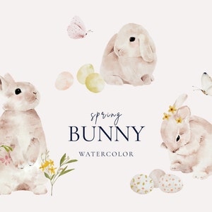 Aquarell Osterhasen Clipart, Osterhase Png, Osterhasen Illustration, süßes Häschen, Frühling Aquarell Clipart, kommerzielle Nutzung