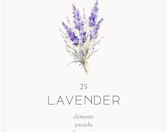Watercolor lavender floral clipart, lavender bouquet, lavender wedding, lavender png, lavender plant, lavender invitation, lavender wreath