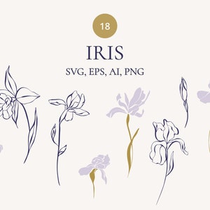 Collezione Iris SVG - Linea d'arte floreale - Linea d'arte minimalista