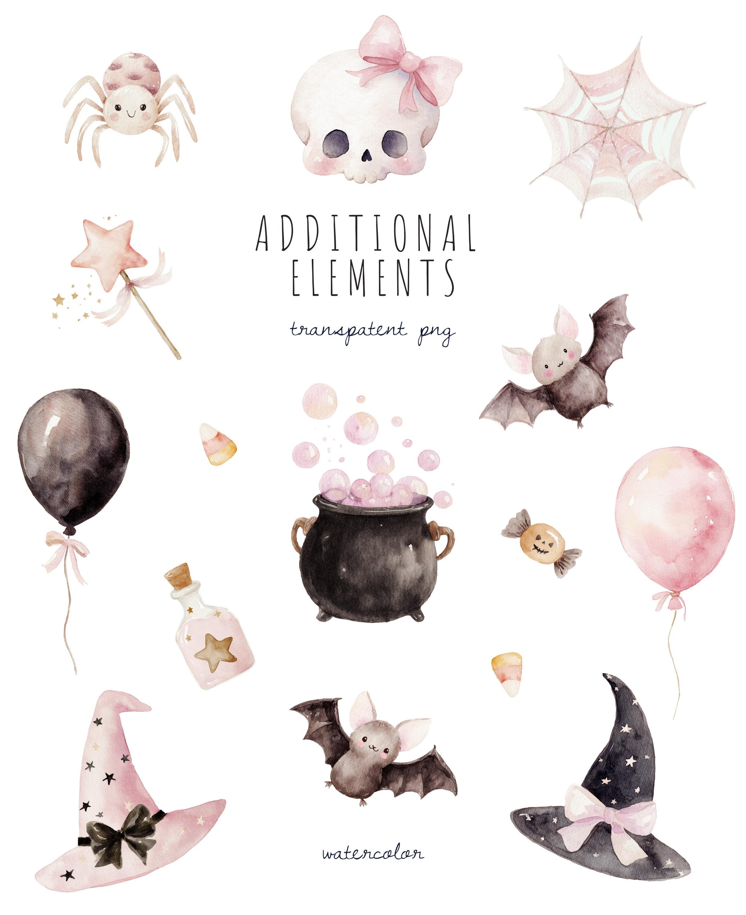 Pastel Halloween Clipart, Cute Ghost PNG, Kawaii Halloween Bundle ...