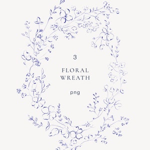 Umriss von Hand gezeichneter Blumenkranz PNG für modernes Kunsthandwerk, elegantes Hochzeitsdekor, DIY-Projekte, Scrapbooking und Blumenkunst-Designs, bildende Kunst