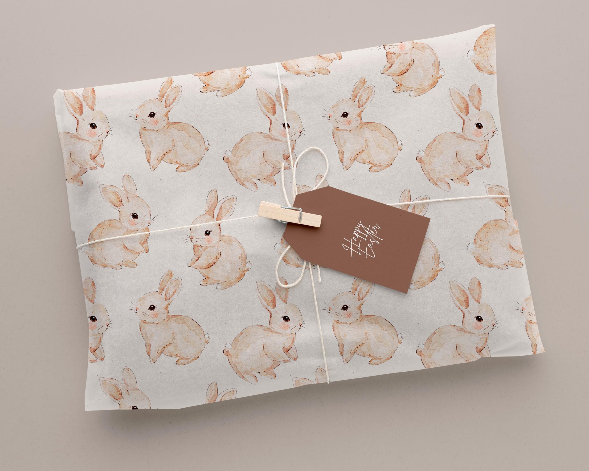 Watercolor Bunny Seamless Pattern, Hand-painted Rabbit Digital Paper ...