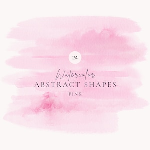 Clipart éclaboussures d'aquarelle rose pâle, formes abstraites aquarelles png, éléments de design abstrait moderne, clipart planificateur rose clair