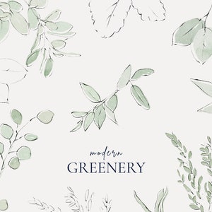 Minimalistische aquarel groen clipart, moderne groene bladeren clipart, eucalyptus botanische clipart, Instant download, gratis commercieel gebruik