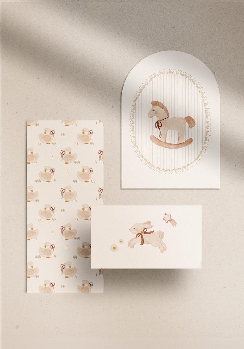 Neutral Boho Nursery Watercolor Clipart Bundle, Pastel Baby Animals ...