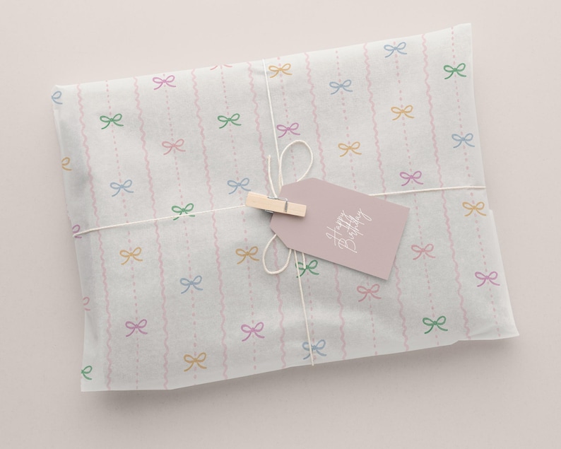Coquette Bow Seamless Pattern, Pastel Stripe Ribbon Digital Paper, Girly Nursery Wallpaper, Preppy Fabric Pattern, Hand Painted image 3