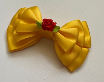 Belle inspired hair bow for dress up and cosplay - Disney Princess inspired, Beauty and the Beast