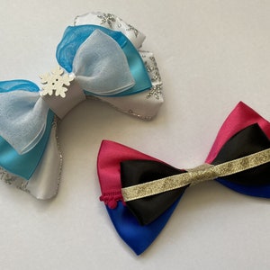 Anna and Elsa inspired hair bows for dress up and cosplay - Frozen