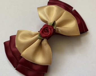 Christmas Belle inspired hair bow for dress up and cosplay - Disney Princess inspired, Beauty and the Beast