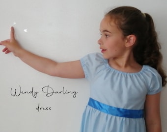 Wendy Darling inspired cotton dress, for cosplay, Disney Parks, dress up - Neverland