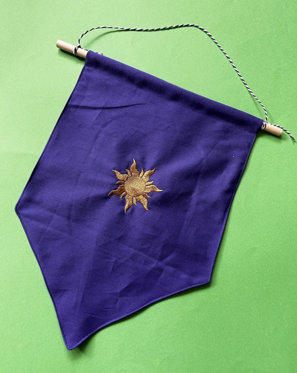 Corona Sun, Rapunzel and Tangled inspired, embroidered pin badge display flag, wall pennant, Disney