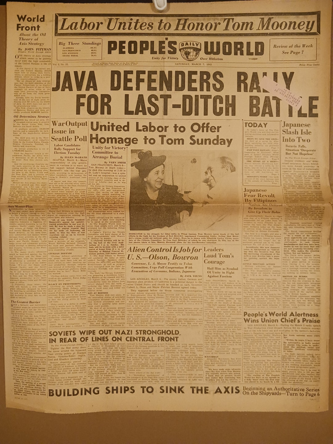 Java Invasion Newspaper Peoples Dairy World Newspaper - March 7, 1942 - JAVA DEFENDERS RALLY - Etsy