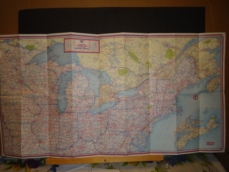 NORTHEASTERN UNITED STATES Map Circa 1950 S Etsy Il 794xN.4357555779 Hg8l 