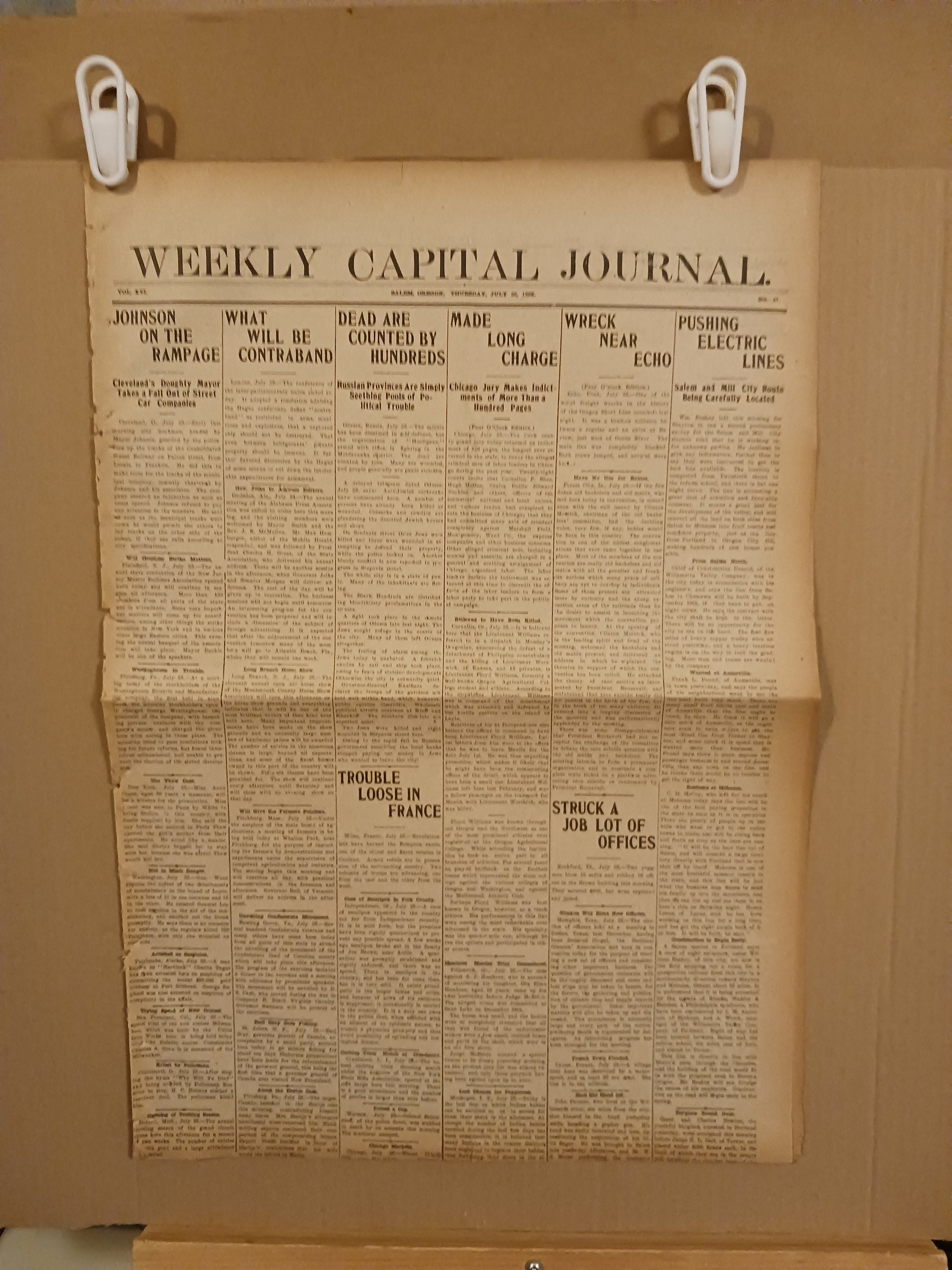 ISRAEL - Weekly Capital Journal Newspaper - DEAD By The HUNDREDS - July 26, 1906