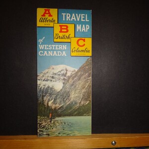 ALBERTA &BRITISH COLUMBIA Wegenkaart -1956