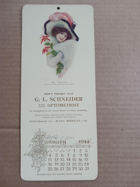 4 VINTAGE CALENDARS - 1914 - Etsy